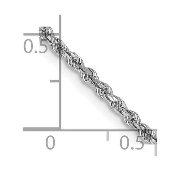 1.75mm 10K White Gold Diamond Cut Solid Rope Chain Necklace, 18 Inch - Picture 5 of 7